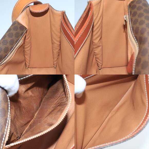 CELINE Macadam Canvas Shoulder Bag Pvc Leather Brown Gold - Picture 12 of 13